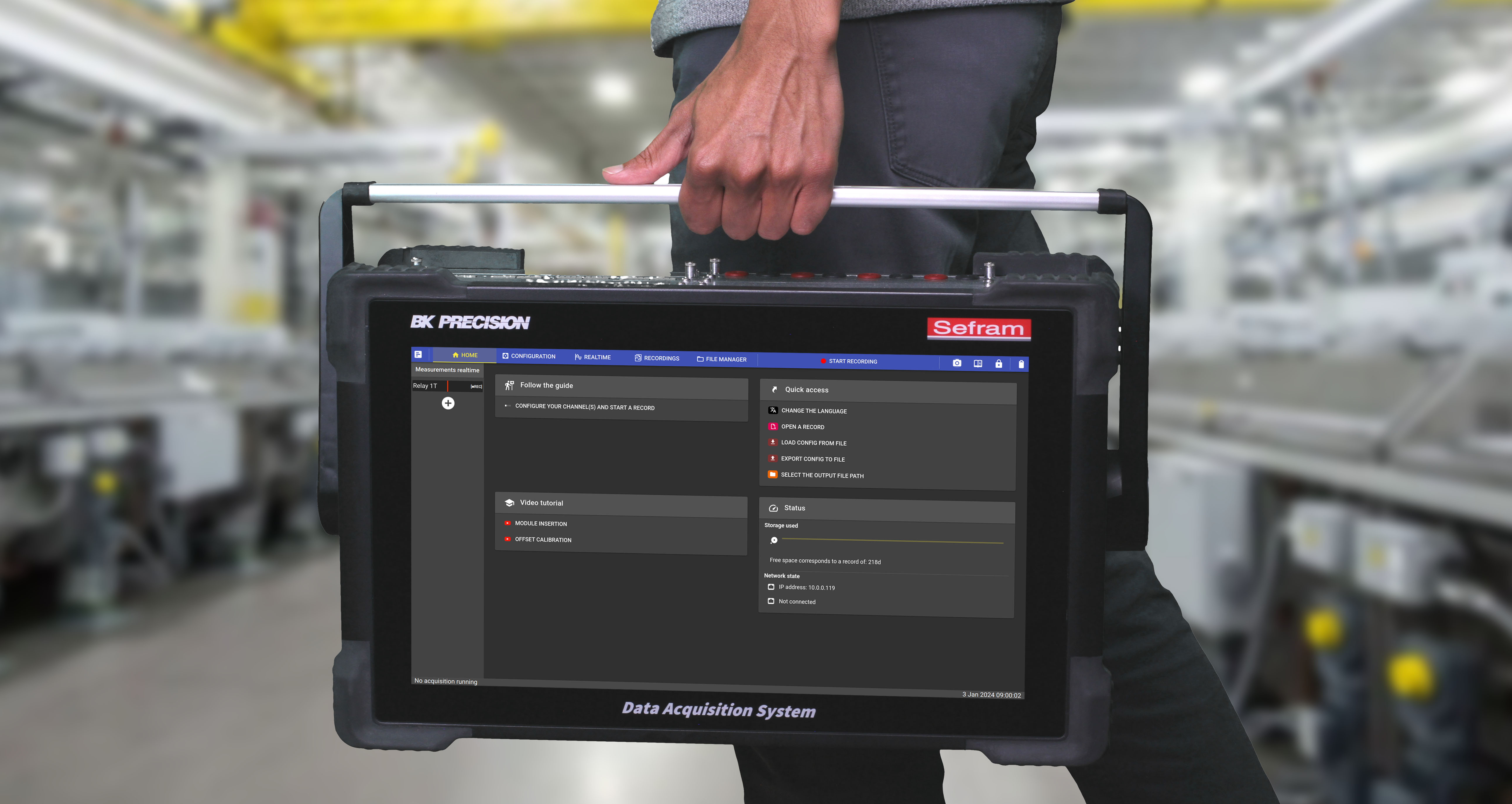 DAS1800 high speed data acquisition system with a 15.6” full HD multi-touch display.