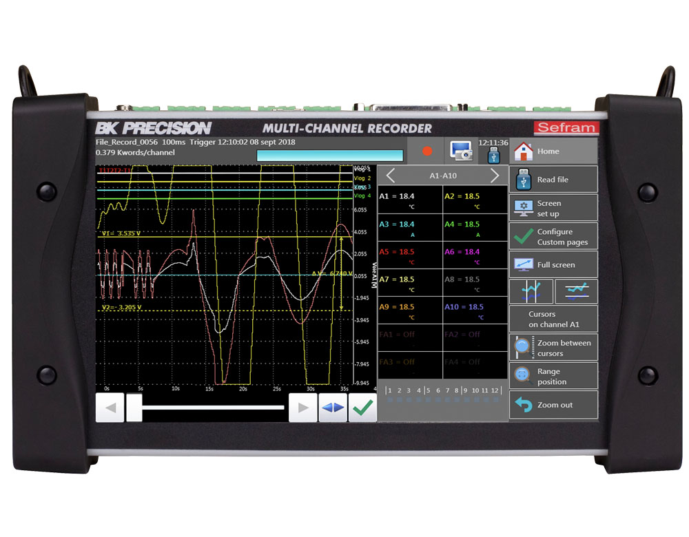 Data Acquisition Recorder and Logger DAS220-BAT Portable Multi-Channel DAQ System Front View